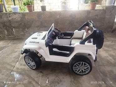 uşaq ucun makasin: Uşaq üçün elektrikli maşın – Jeep tərzli, ağ rəng iki nəfərlikdi pultu — 4