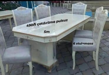 stol desdi: Mətbəx üçün, Dördbucaq masa, 4 stul — 54