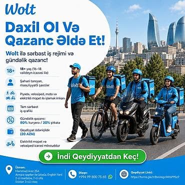 Sürücü-kuryer tələb olunur, Nəqliyyat təmin edilir, Gündəlik ödəniş, Təcrübəsiz