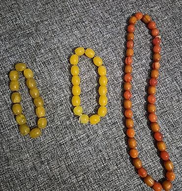 bijuteri: Müxtəlif təsbeh və boyunbağı kolleksiyası - Təbii formalı krem rəngli — 3