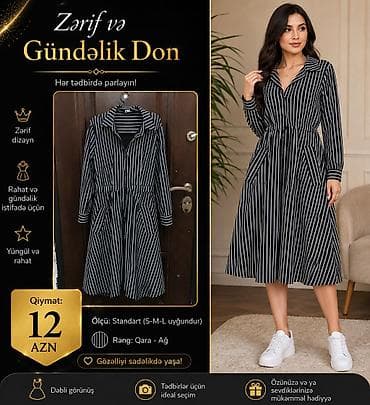 don geyim: Zərif və rahat paltar kolleksiyası 1) Sarı-gümüş naxışlı midi paltar — 8