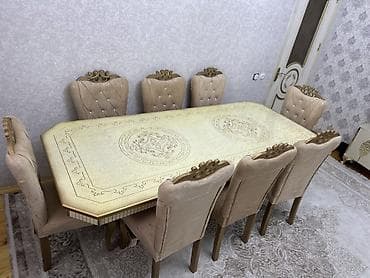 stul stollar: Qonaq otağı üçün, Açılmayan, Dördbucaq masa, 8 stul — 2