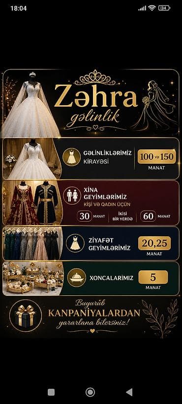 Zəhra Gəlinlik – kişi və qadın üçün xına geyimləri xoncalar — 1