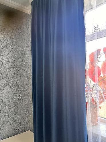 metbex perdeleri 2022: Tünd mavi qalın pərdə + nazik tül dəsti - Rəng: dərin tünd mavi — 4