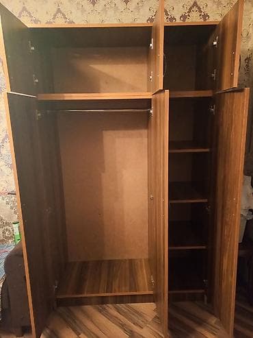 3 qapılı, Siyirməli, Qəhvəyi, Digər material, Açılan, Düz dolab — 2