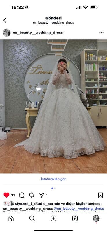 Toy paltarları və aksesuarları: Gəlinlik – klassik şahzadə silueti - Rəng: südlü-ağ - Üst: incə — 1