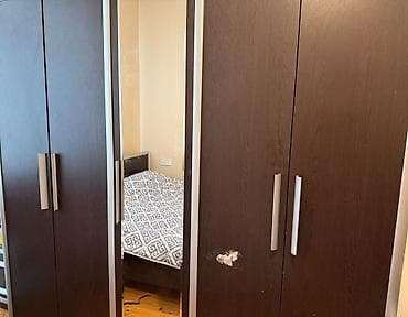 5 qapı, Güzgülü, Qəhvəyi, Taxta, Açılan, Düz dolab