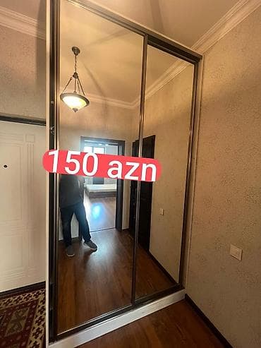 Güzgülü kupe dolab - İkiqanadlı sürgülü qapı sistemi – sakit və