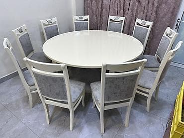 Masalar və oturacaqlar: Qonaq otağı üçün, Açılmayan, Yumru masa, 8 stul — 4