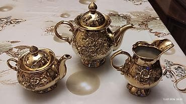Çay dəsti, rəng - Qızılı, Keramika — 8