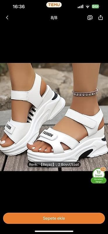 ağ sandallar: Ayaqqabi 40 razmer tezedi Qiymeti 15 manat Temudan 28 manata alinib — 4