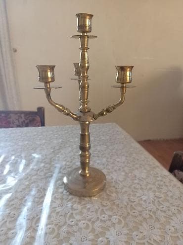 17 şam: Misin şamdan – 5 şamlı - Material: döküm mis (parlaq sarı ton) - — 1