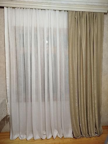 İkiqat pərdə dəsti - Tərkib: 1 ədəd şəffaf tull (ağ rəngdə) + 1 ədəd — 2