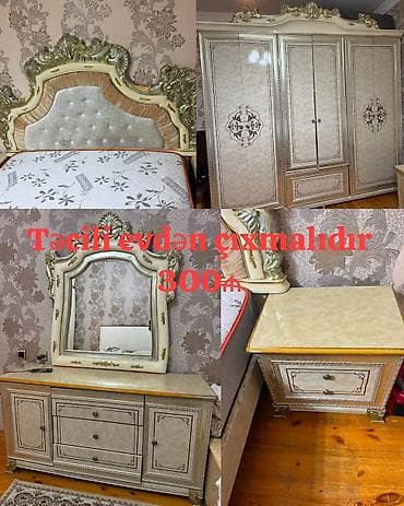 çarpayı satılır: Yataq dəsti satılır 300₼.Təcili evdən çıxmalıdır. matrası — 1