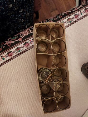 dest qab: Rümkalar, rəng - Qızılı, Şüşə, 12 ədədli dəst — 2