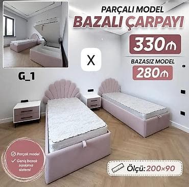 Çarpayılar: Parçalı model bazalı çarpayı – G_1 dizayn - Ölçü: 200 × 90 sm - — 1