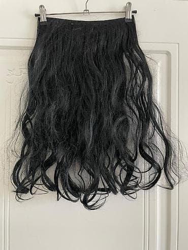 Qara rəngli dalğalı saç tutması (hair extension) - Rəng: dərin qara -