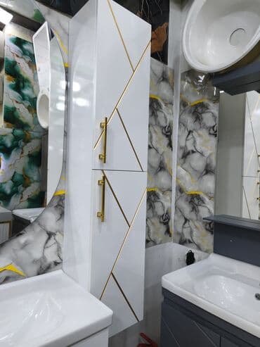 Умывальники, тюльпаны: Hamam mebeli dəsti – lavabo, alt dolab və asma şkaf - Üslub: müasir — 4