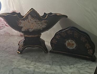 Porselen dekor dəst – 2 parça - Rəng: tünd mavi (kobalt tonunda)