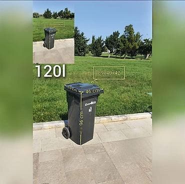 Контейнеры для отходов: 120 litrlik təkərli plastik zibil qutusu satışdadır. ✅ 120 litr həcm — 1