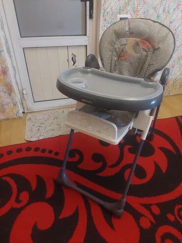 Uşaq yemək stulu - Rahat və yumşaq oturacaq: boz rəngli, naxışlı