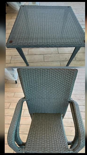 restoran stullari: Balkon üçün, İşlənmiş, Açılmayan, Kvadrat masa, 4 stul — 4