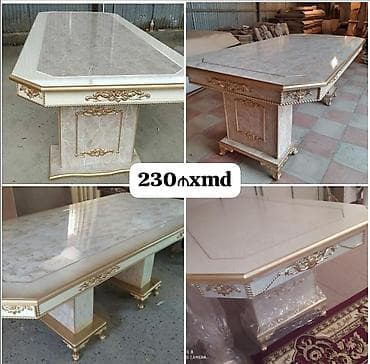 taxt satilir: Klassik üslubda yemək/qonaq otağı üçün masa. - Material: mərmər — 1