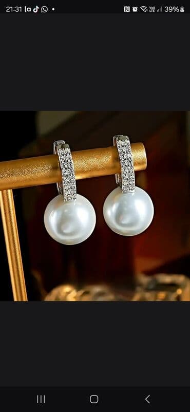 женские серьги с жемчугом: Sırğa, Gümüş, Ünvandan götürmə — 2