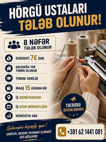 Tikinti ixtisasları: Hörgü ustaları üçün iş imkanı +381 62 1441 081 - 8 nəfər tələb — 1