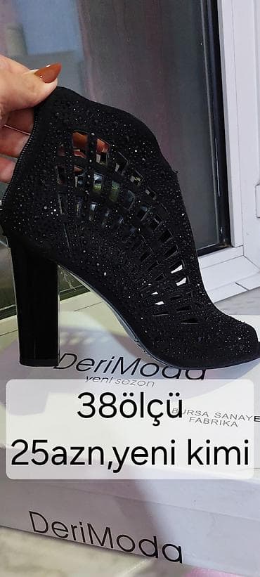 tufli: Qadın yüksək daban ayaqqabısı – DeriModa - Rəng: qara - Ölçü: 38 - — 1