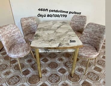 Masa və oturacaq dəstləri: Mətbəx üçün, Yeni, Açılan, Dördbucaq masa, 4 stul — 1