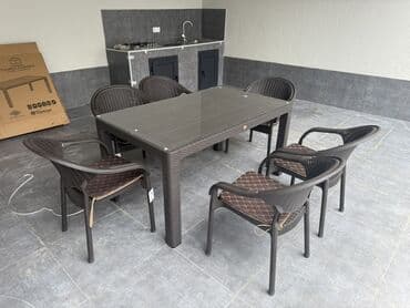 metbex stulu: Для балкона, Нераскладной, Прямоугольный стол, 6 стульев — 2