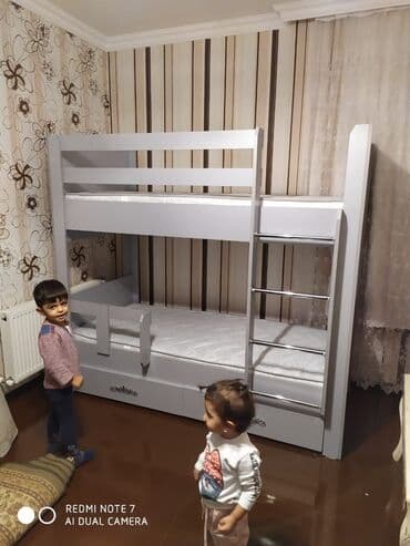 двуспальная кровать с подъемным механизмом: Для девочки и мальчика, Новый, Кровать, С матрасом, С выдвижными ящиками, Ламинат — 7