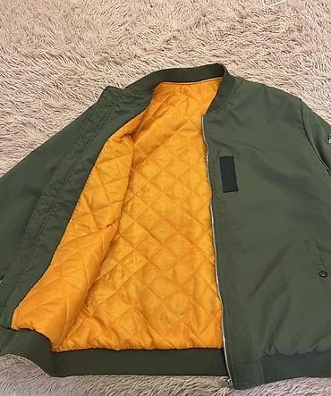 payiz kurtkalari: Unisex bomber jaket - Rəng: zeytun-yaşıl (xarici), xardal-sarı — 3