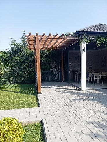 pavlonya ağacı satış: Açıq hava istirahət zonaları üçün dekorativ taxta pergola - Material — 6