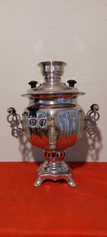 купить чайник в баку: Klassik samovar dəsti - Material: cilalanmış metal korpus (gümüşü və — 13