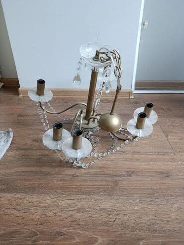 Настольные светильники: Люстра, 6 ламп, Стекло — 1