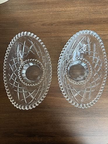 2 ədəd kəsimli şüşə desert/gülqabı dəsti - Material: qalın, şəffaf — 4
