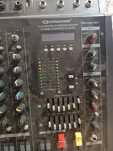 Звуковое оборудование: Dynacord PMX-1210A MP3 – 12 kanallı gücləndiricili mikser - 12 giriş — 2
