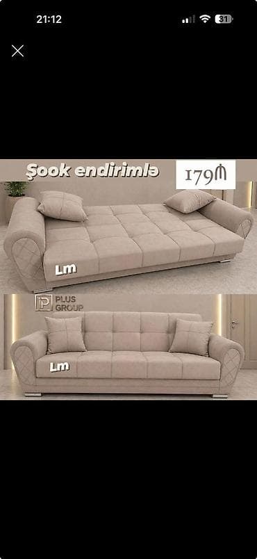 Çevrilən divan – Plus Group - Rəng: açıq bej - Mexanizm: yataq