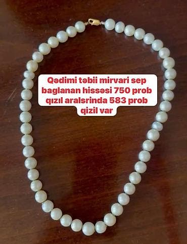 herif sepler: Qədimi təbii mirvari sep. - Mirvarilərdən düzülmüş klassik kolye - — 1