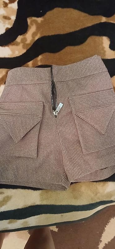 Ətəklər: Qadın ətəyi – xaki/qəhvəyi çalarlı xırda “houndstooth” naxışlı toxuma — 1