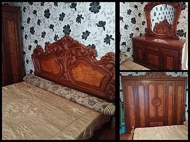 gul dekoru: Klassik üslubda yataq otağı mebel dəsti Tərkib: - İki nəfərlik geniş — 1