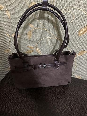 əl blenderi: Qadın çantası – şokolad rəngi - Material: yumşaq süet fakturalı — 1