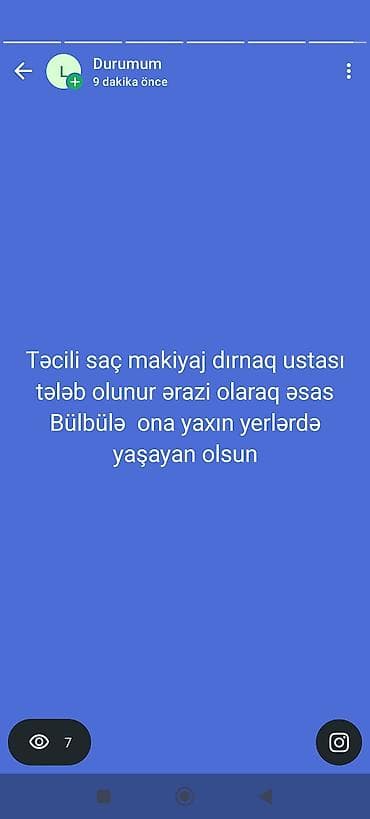 Vakansiya: Gözəllik ustası Təcili olaraq saç, makiyaj və dırnaq üzrə