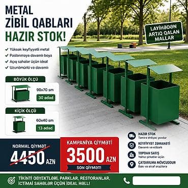 Metal Zibil Qabları – Hazır Stok (Təcili Satış) Layihədən artıq qalan
