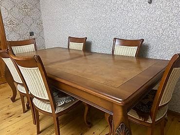 Раскладной, Прямоугольный стол, 6 стульев