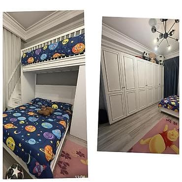 Oğlan və qız üçün, 2 təknəfərlik çarpayı, Dolab