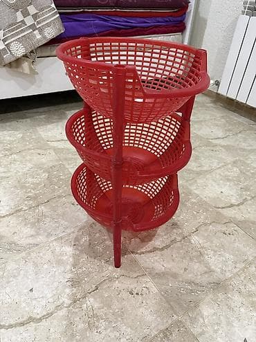 Оборудование для магазинов: Plastik 3 mərtəbəli səbət stendi - Material: möhkəm plastik - Rəng — 1
