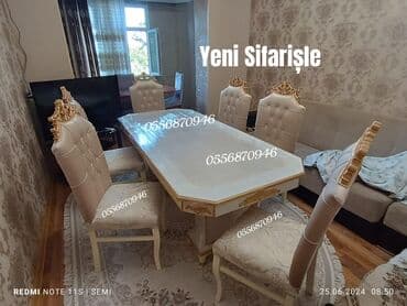 Düz masa, Qonaq otağı üçün, 6 nəfər, Açılmayan, Azərbaycan, Zəmanətli